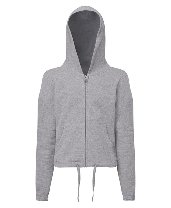 Kids TriDri® recycled cropped oversize full-zip hoodie