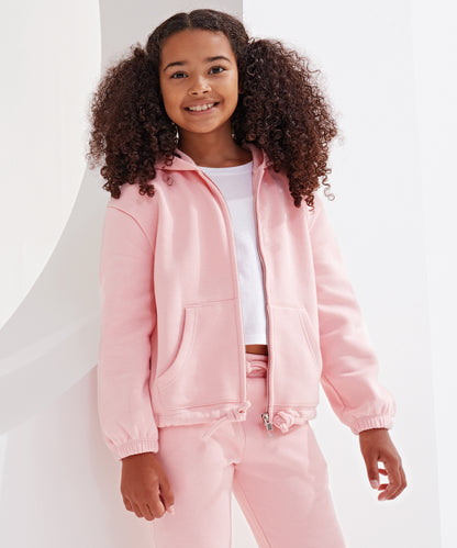 Kids TriDri® recycled cropped oversize full-zip hoodie