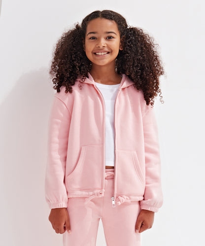 Kids TriDri® recycled cropped oversize full-zip hoodie