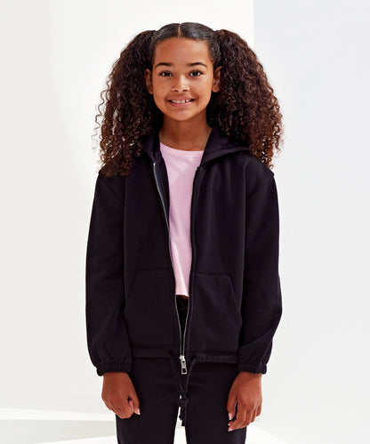 Kids TriDri® recycled cropped oversize full-zip hoodie