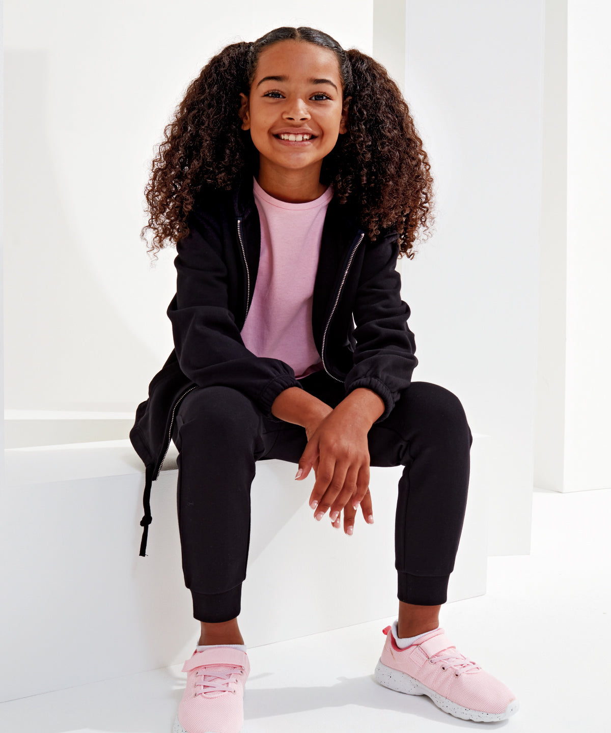 Kids TriDri® recycled cropped oversize full-zip hoodie