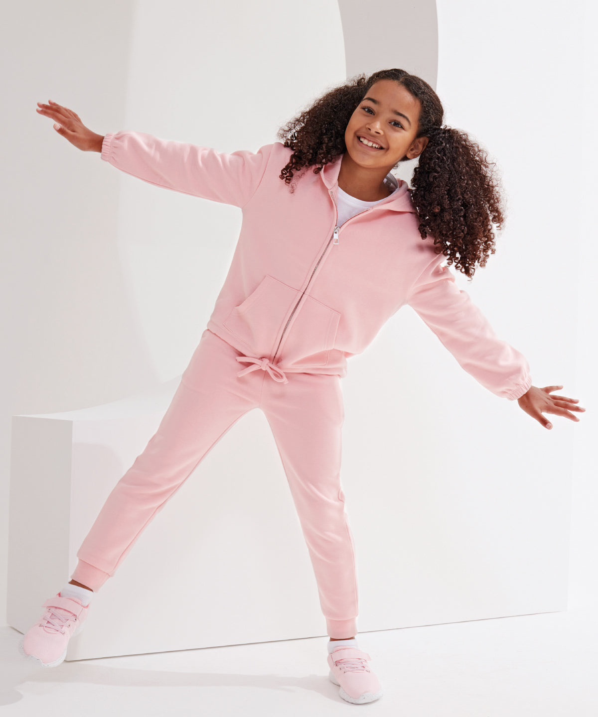 Kids TriDri® recycled cropped oversize full-zip hoodie