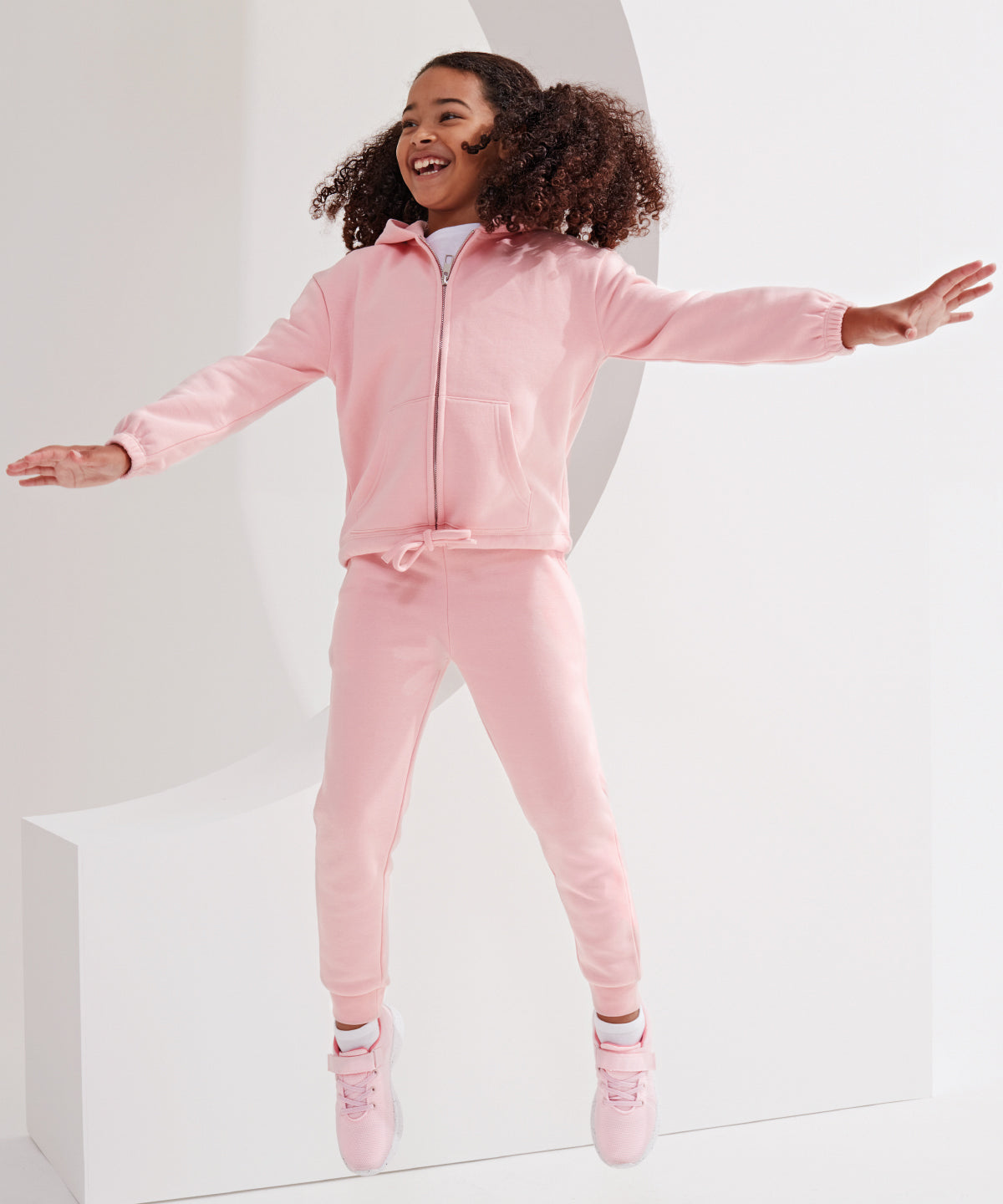 Kids TriDri® recycled cropped oversize full-zip hoodie