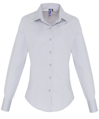 Women's stretch fit cotton poplin long sleeve blouse