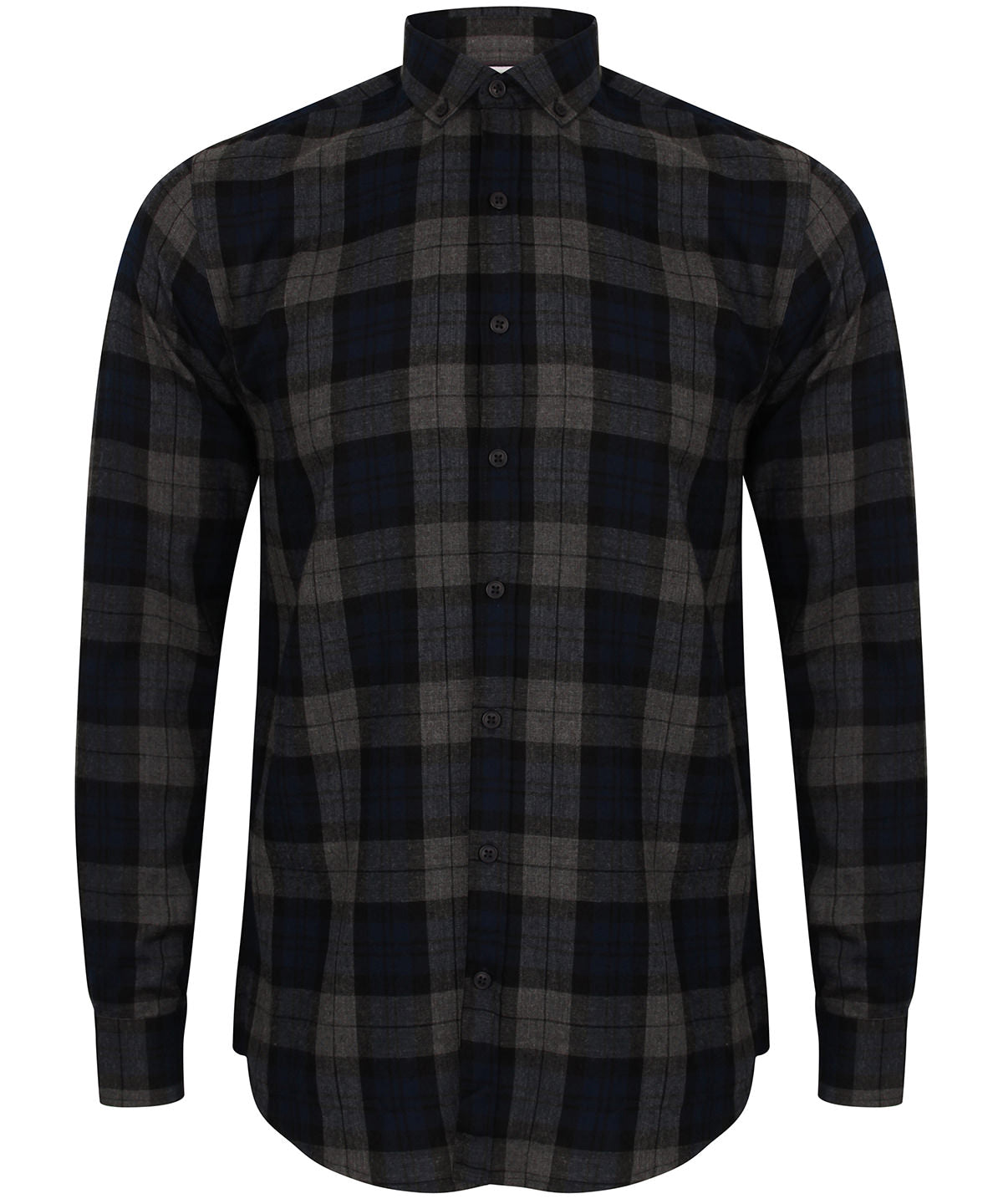 Brushed check casual shirt with button-down collar
