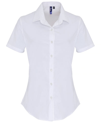 Women's stretch fit cotton poplin short sleeve blouse