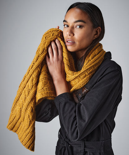 Cable knit melange scarf