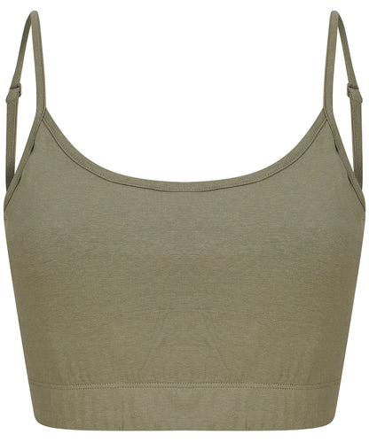 Women's sustainable fashion cropped cami top with adjustable straps
